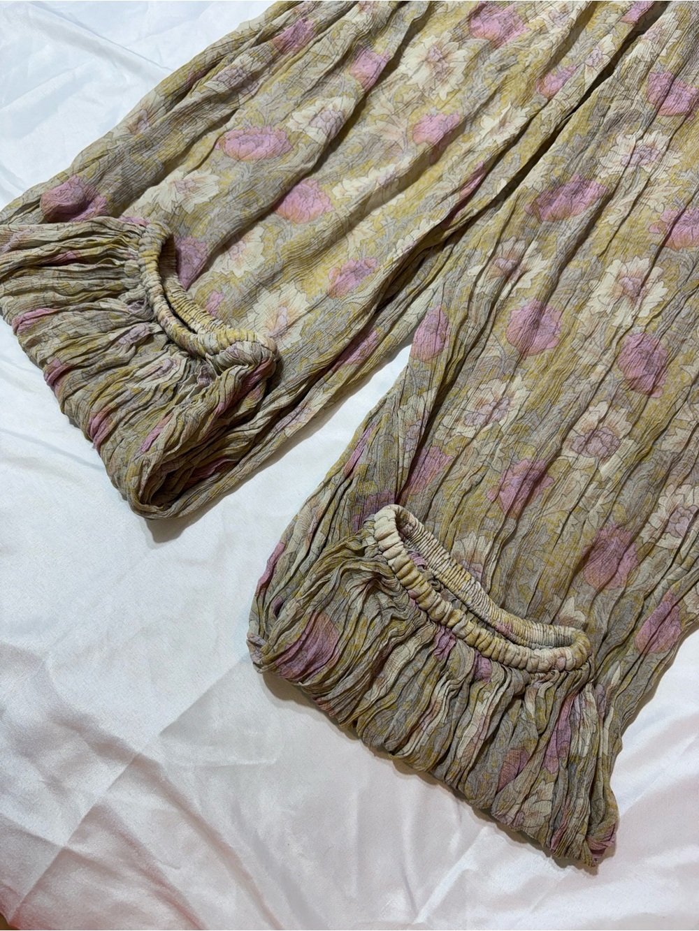 Zara ZW Collection Semi Sheer Floral Balloon Pants M - Picture 5 of 12